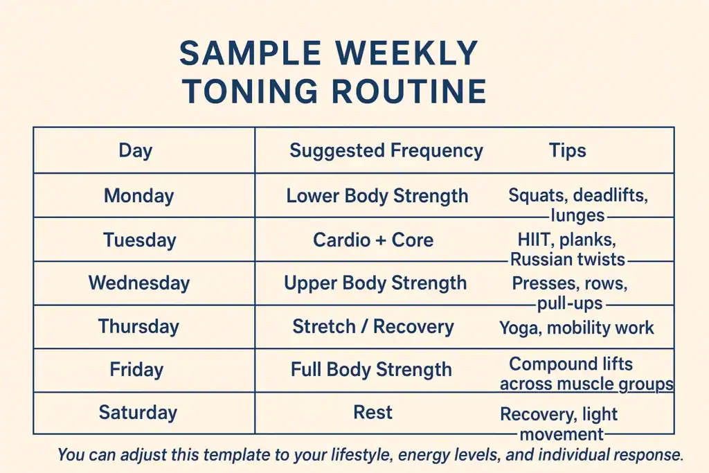 Achieving the Perfect Tone: How Often Should You Exercise for Results? 4 Weekly exercise Horley plan graphic