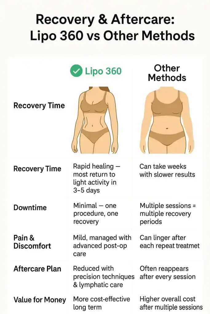 Recovery and Aftercare for Fat-Dissolving Surgery 2 Table to show fat dissolving injection aftercare Horley