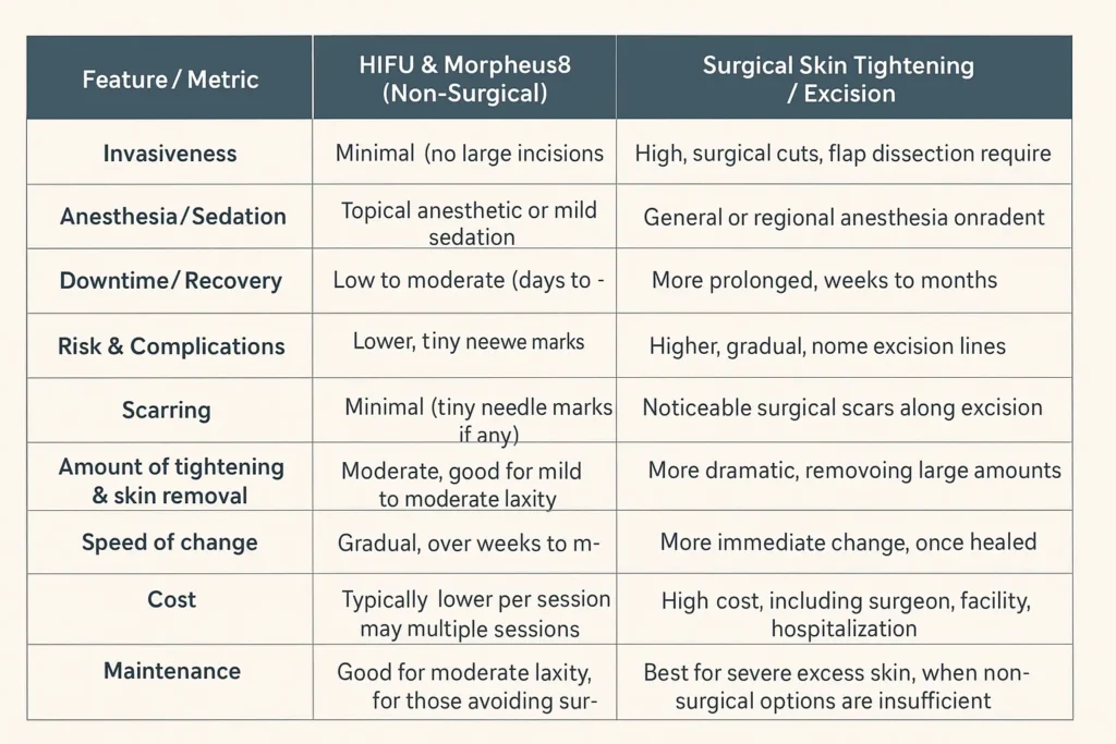 The Science of Skin Tightening 2 Table of skin tightening Horley benefits compared to surgical options